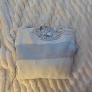 Hollister Blue and White Crew Neck Sweater